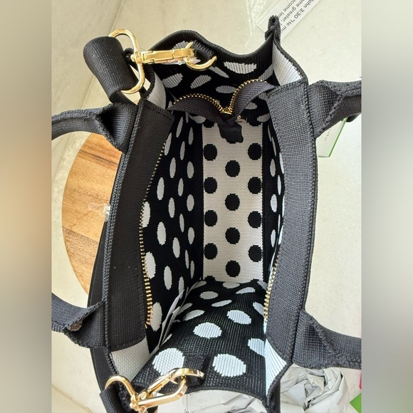 NWT • Kate Spade x Target Poka Dot Black & White Knit Crossbody Bag - Picture 11 of 16